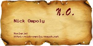 Nick Ompoly névjegykártya